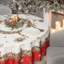 СКАТЕРТЬ КРУГЛАЯ "МОРОЗКО.СНИГИРИ" 190СМ ,КРАСНЫЙ, 100% ХЛОПОК, ТВИЛ, С ПРОПИТКОЙ