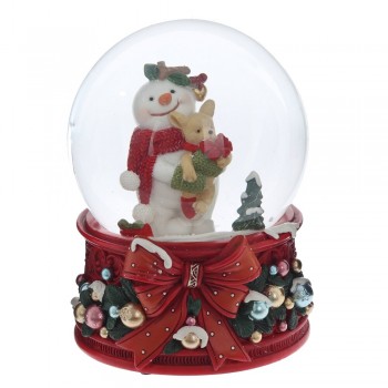 Фигурка декоративная "Снеговик" в стекл шаре (ключ, муз), L9,5 W9,5 H13,5 см, 2в.